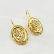 Diamond Sterling Silver Oval Dangle Earrings